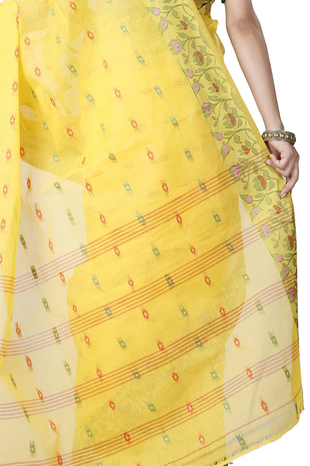 Yellow Pure Cotton Gopika Tant Saree (1059)
